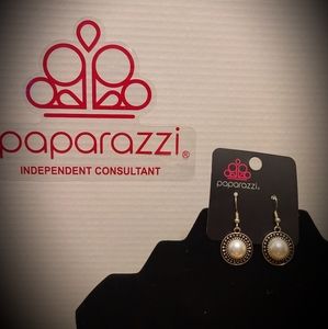 Silver & White Earrings